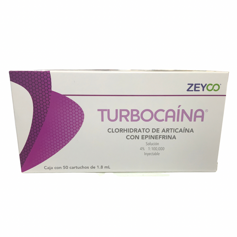 Anestesia Turbocaina 4% cartucho plástico caja Zeyco